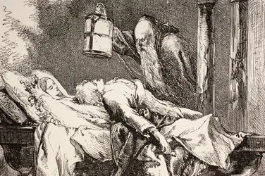 Friar Laurence arrives at the Capulet crypt to find Romeo, Juliet and Paris all dead, from 